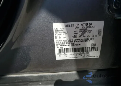 2021 Ford Explorer St z USA, uszkodzony, nr VIN 1FM5K8GC1MGA99791